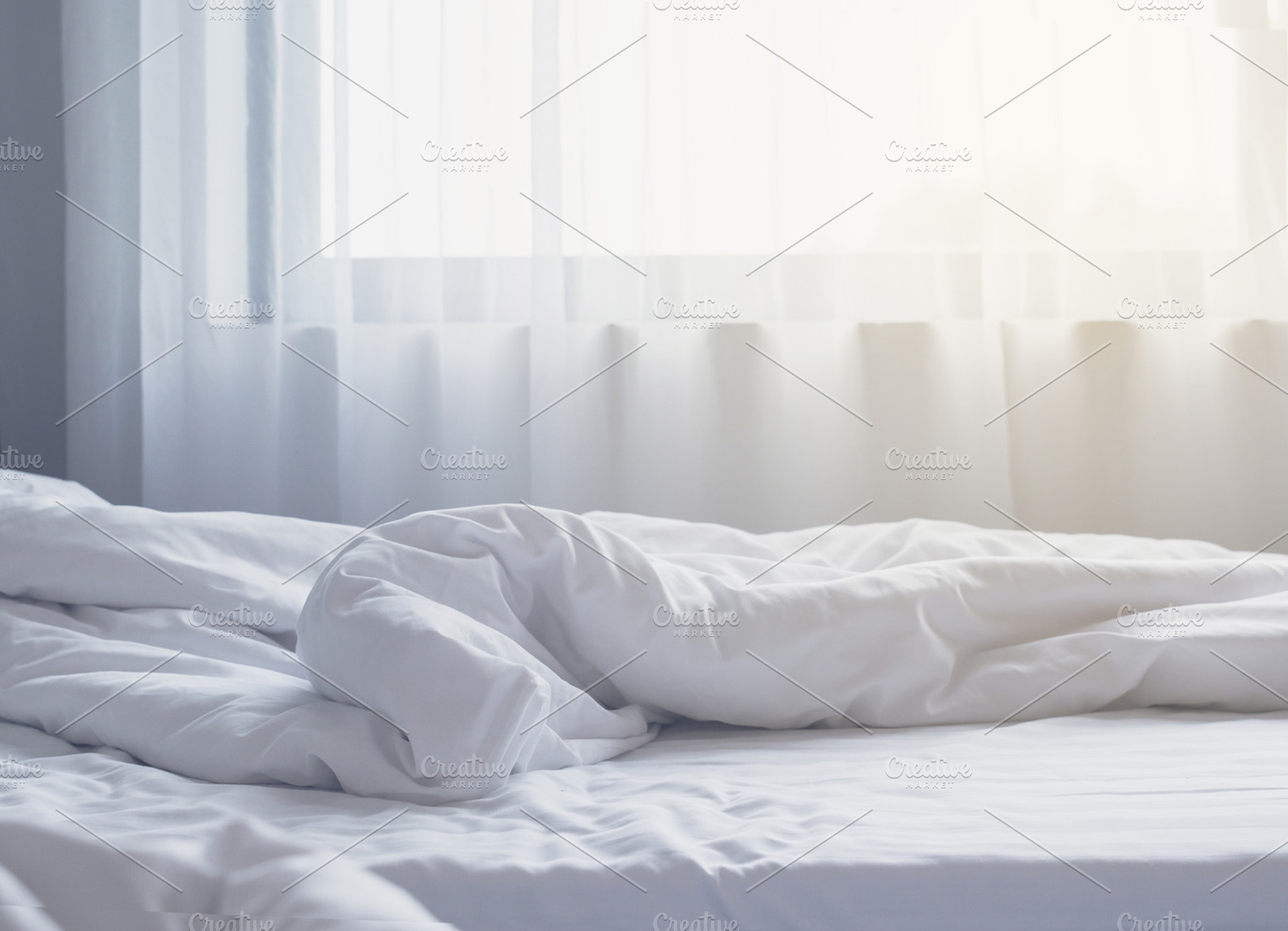 White themed bed sheets featuring bed, linen, and mattress, a Health & Medical Photo by Nednapa