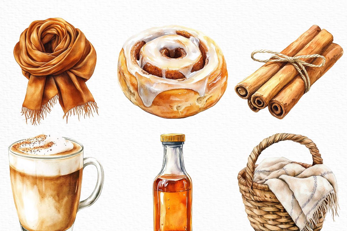Cozy Caramel & White Fall Clipart, an Illustration by Craft Nest (Photo 3 of 6)