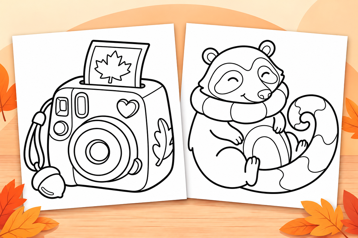 Fall Season Coloring Pages Vol. 1, a Seasonal Illustration by Inkivelle Studio (Photo 2 of 3)