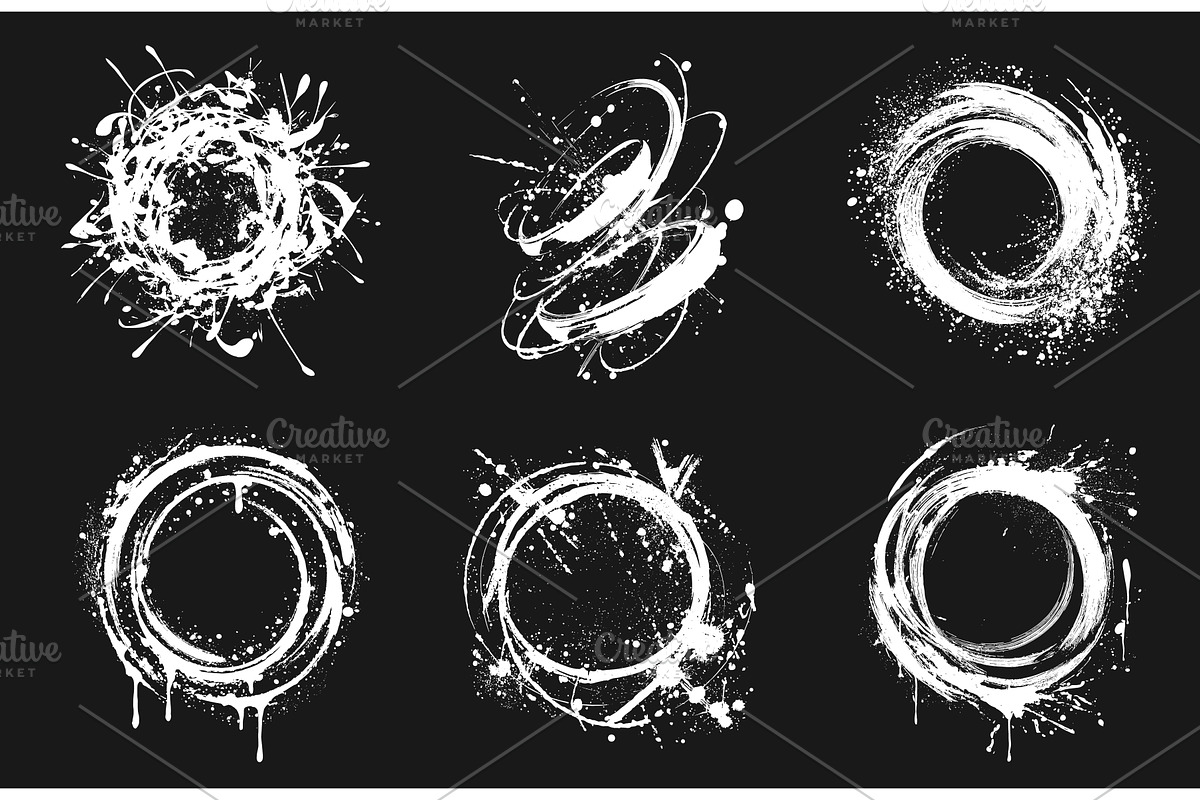 Circle spray grunge set. Circular, an Illustration by Stock-Smart-Start
