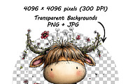 Highland Cow Birthday Animal Clipart, a Graphic by one-touch (Thumbnail 8 of 17)