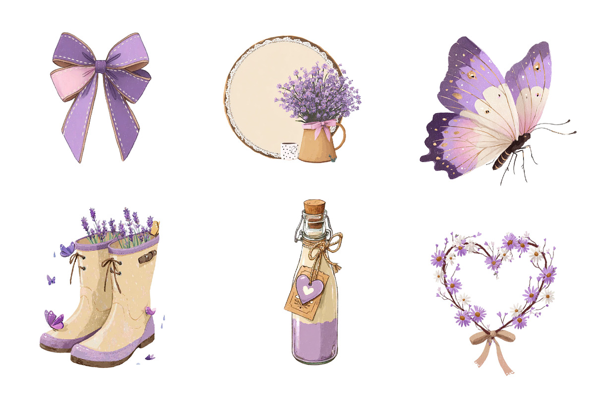 lavender cottagecore clipart set, an Illustration by CreationArt (Photo 2 of 4)