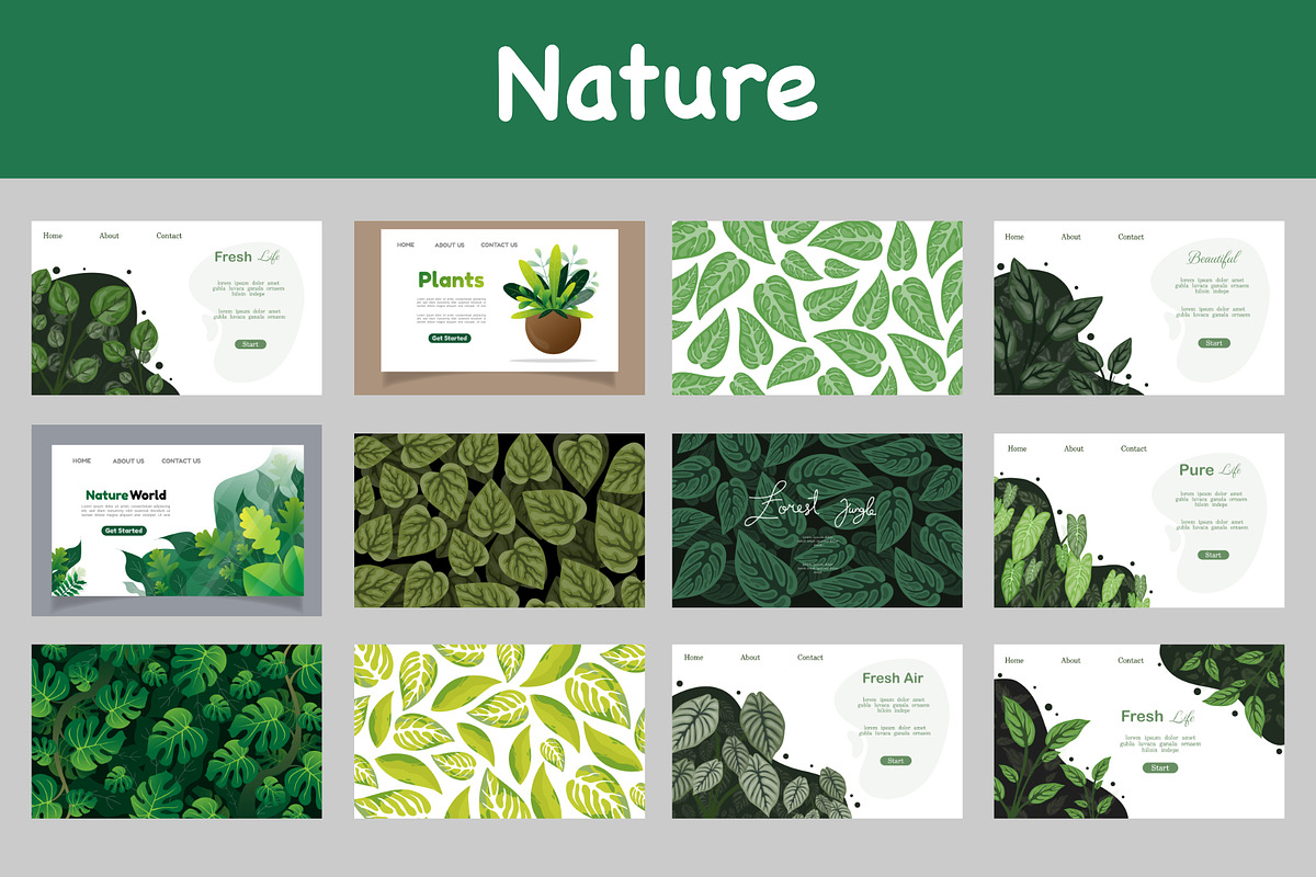 Nature leaves landing background, an Object Illustration by foxndeer (Photo 1 of 4)
