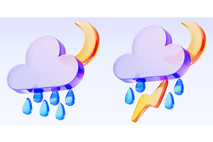 3d weather forecast icon set. Render, an Environmental 3D Model by Marozhkastudio