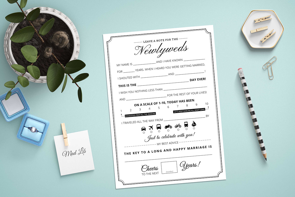 Mad Lib Wedding Guest Book, a Stationery Template by Brush&Paper