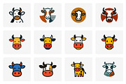 Cow minimal mascot logo, a Branding & Logo Template by Vectorium Studio (Thumbnail 1 of 2)