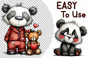 Whimsical Valentine Panda Clipart, an Illustration by cherrydesign (Thumbnail 4 of 4)