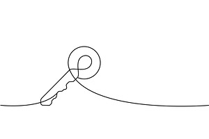 Key One Line Continuous Drawing