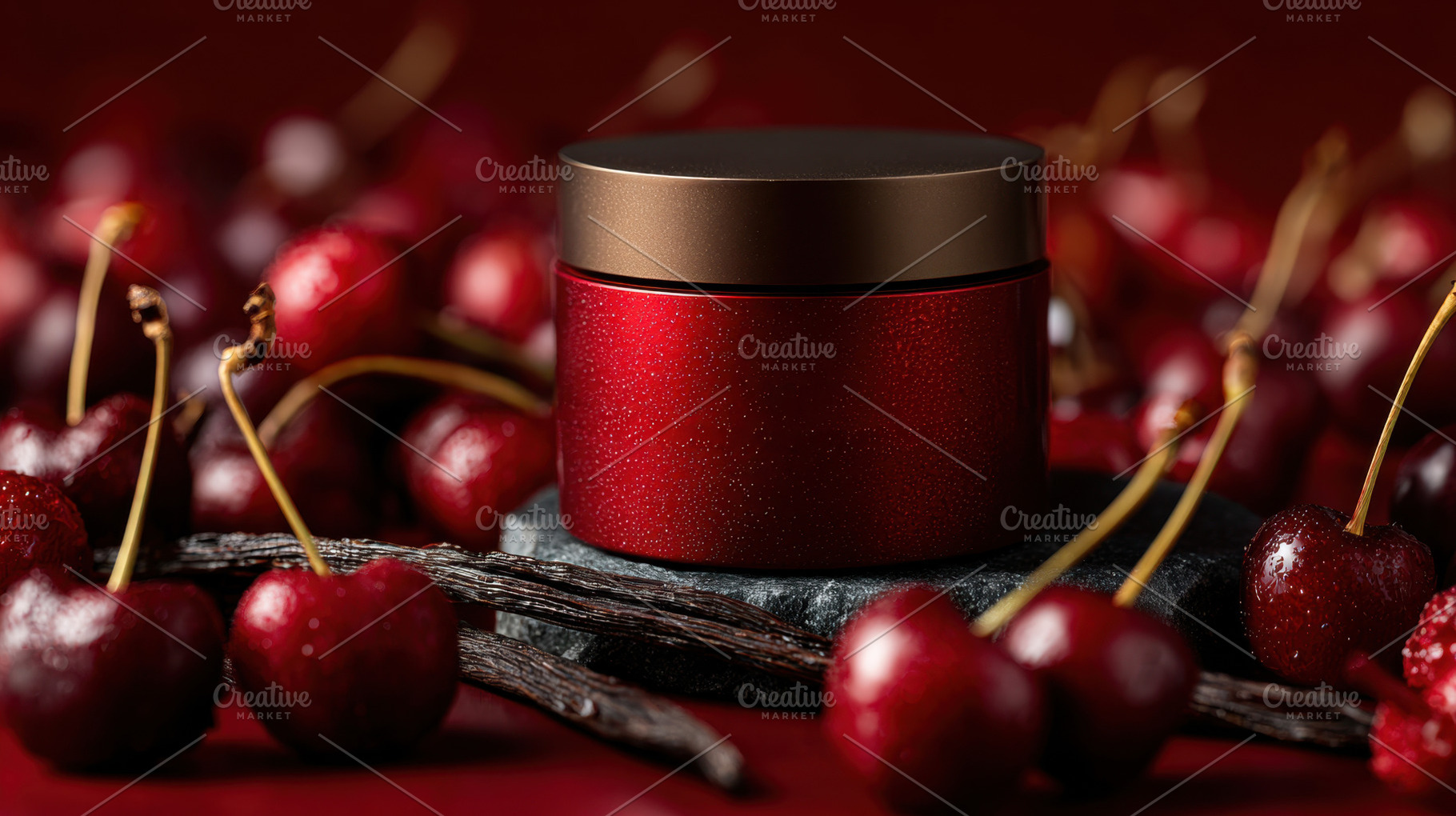 Cherry and vanilla product display, a Photo by Beautiful things