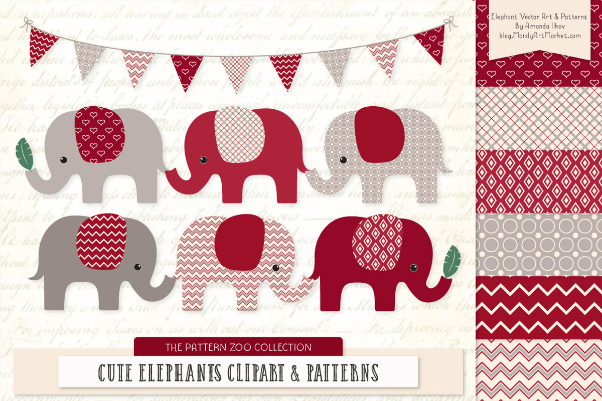 Ruby Red Elephant Clipart, an Illustration by Amanda Ilkov (Photo 1 of 4)