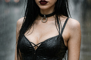 beautiful young goth woman AI generated, a Photo by WorldOfPhotos