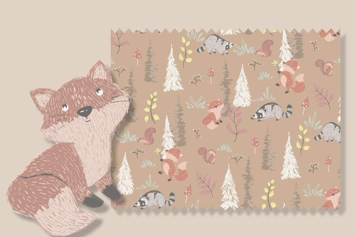 Woodland Cute Animals Pattern, a Pattern Graphic by Lady Bruniere Design (Photo 3 of 15)