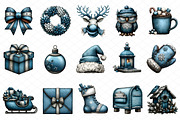 Whimsical Icy Blue Christmas Clipart, an Illustration by cherrydesign (Thumbnail 3 of 4)