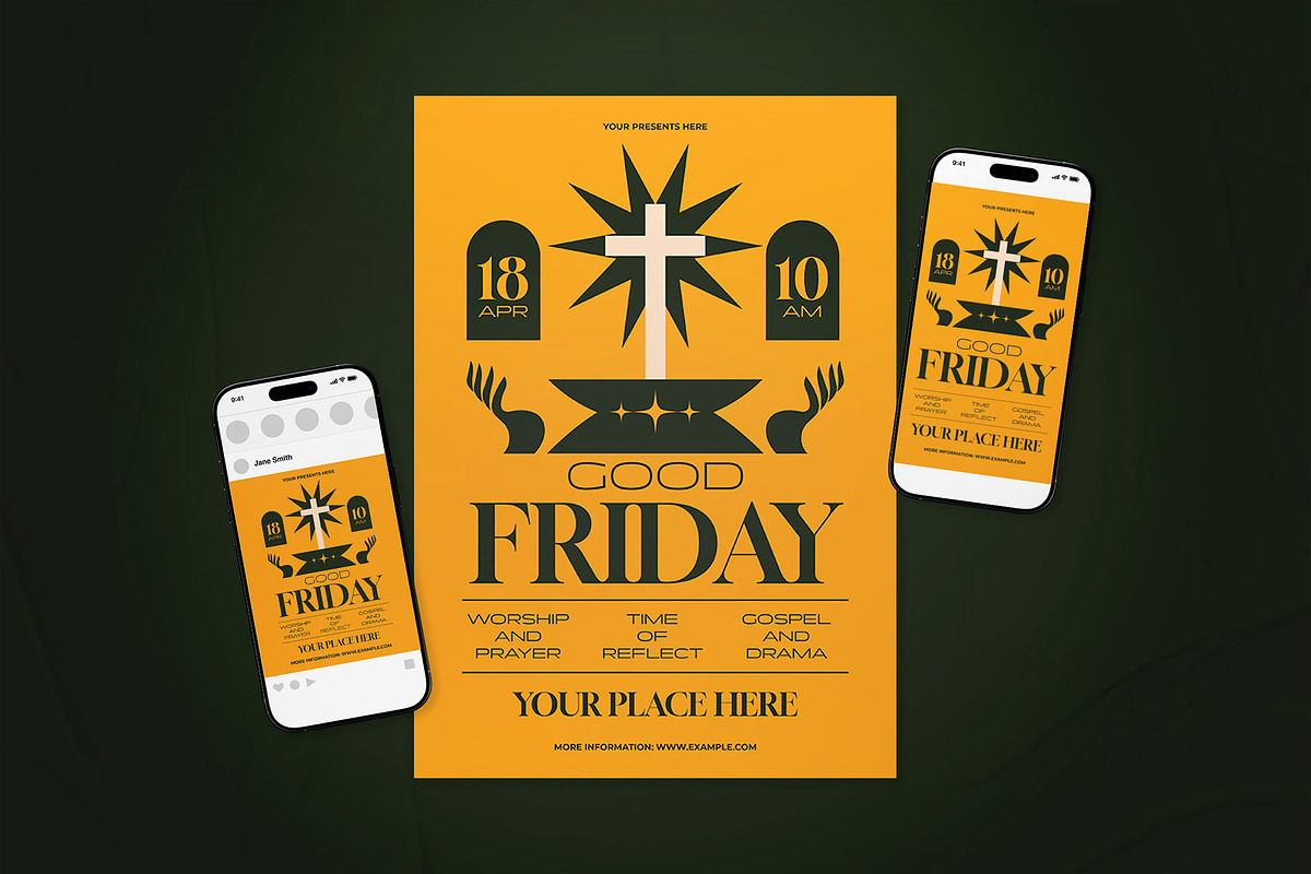 Yellow Vintage Good Friday Flyer, a Flyer Template by The Good Store (Photo 1 of 2)