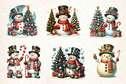 Vintage Christmas Snowman Clipart, a Work Illustration by Dream Creation (Thumbnail 2 of 4)