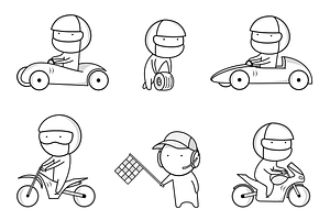 Racing and motorcyclist icons, an Icon by JK comics