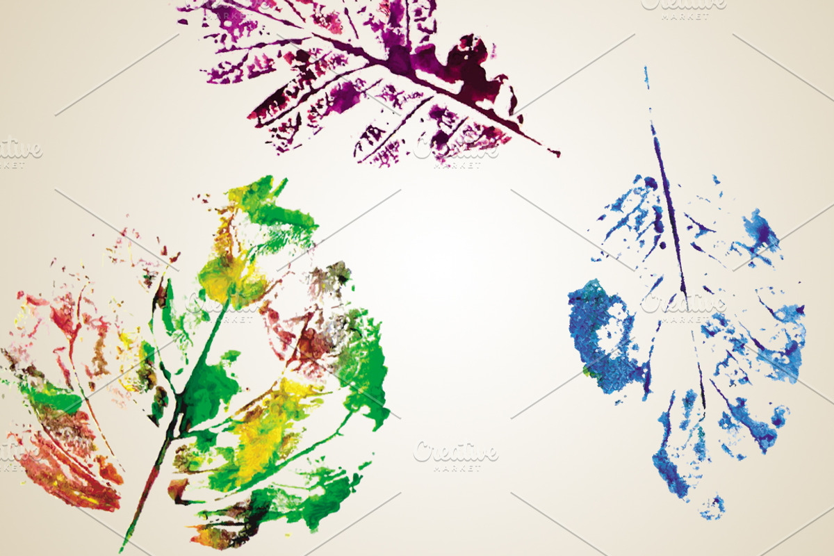 Set of watercolor hand drawn leaves preview 4