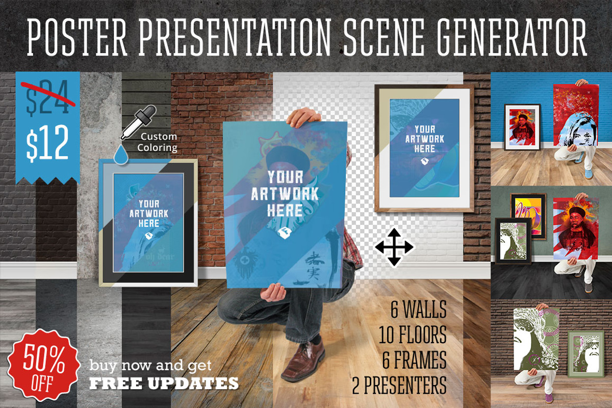 Poster Presentation Scene Generator, a Product Mockup by Fresh Design Elements (Photo 1 of 4)