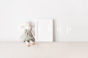White Frame & Lamb Toy Mockup, a Mockup by HALFTOUNE (Thumbnail 1 of 4)