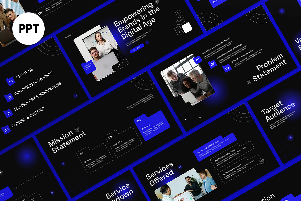Black Purple Gradient Pitch Deck PPT, a Presentation Template by graphicook (Photo 1 of 5)