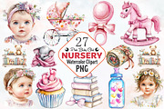 Pink Baby Girl Nursery Clipart, an Illustration by RobertsArt (Thumbnail 1 of 7)