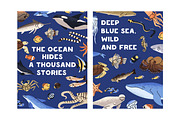 Fishes set + sea life backgrounds, an Animal Illustration by PaperTrident (Thumbnail 3 of 8)