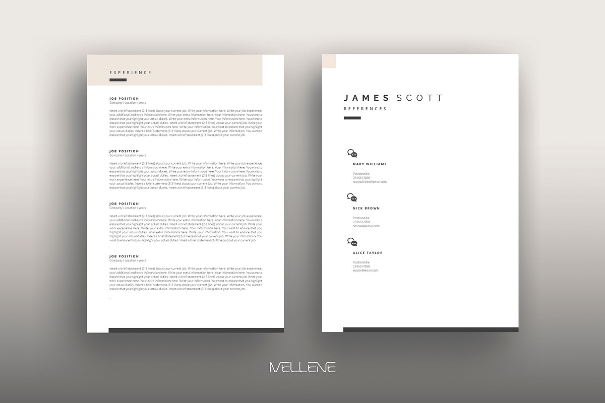 CV / Resume template for MS Word, a Resume Template by Mellene Templates (Photo 2 of 3)