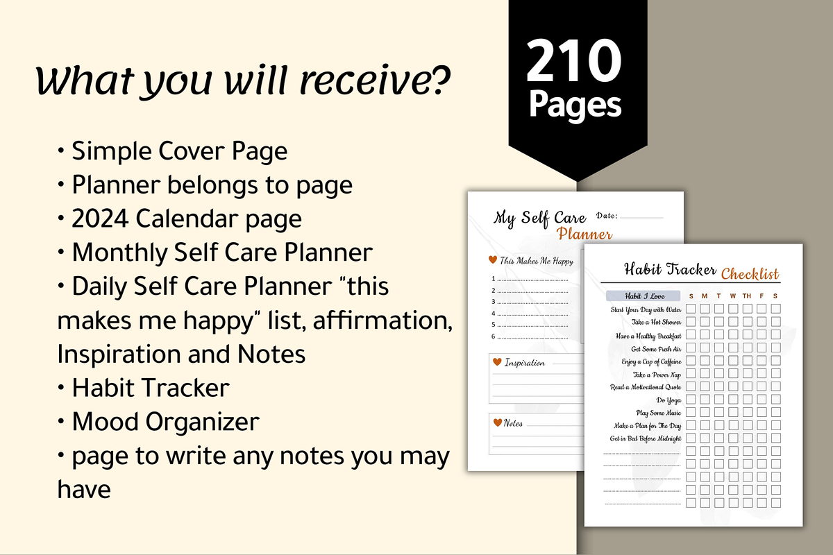Self Care Planner Template Printable, a Print Template by POC Digital (Photo 3 of 7)