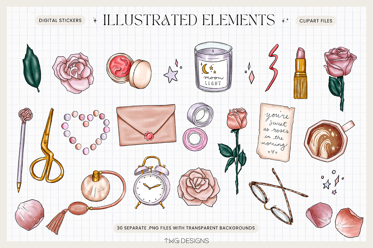 Girly Pink Penpal Clip Art Bundle, an Illustration by TWG Designs (Photo 2 of 3)
