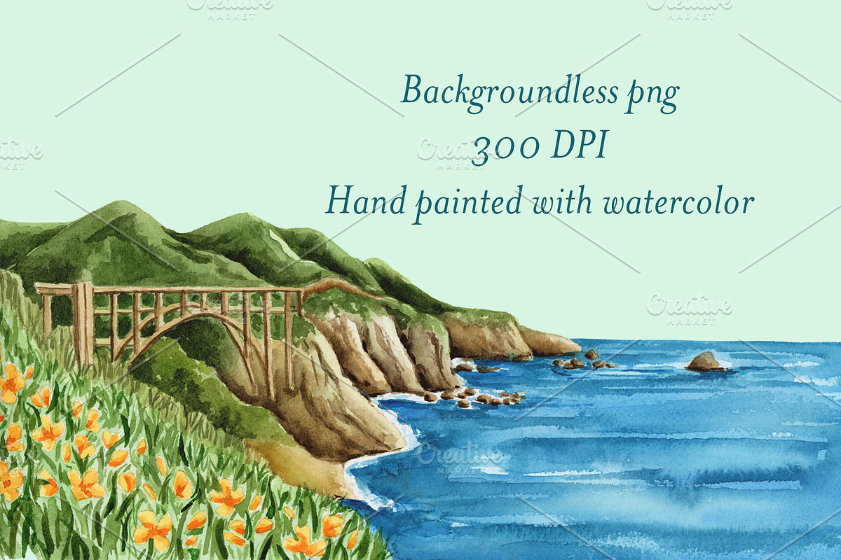Bixby Bridge Big Sur Illustration, an Illustration by Lavender And Sea (Photo 2 of 2)