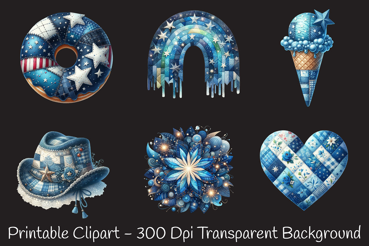 Patchwork Blue Patriotic Sublimation, an Illustration by RobertsArt (Photo 5 of 7)