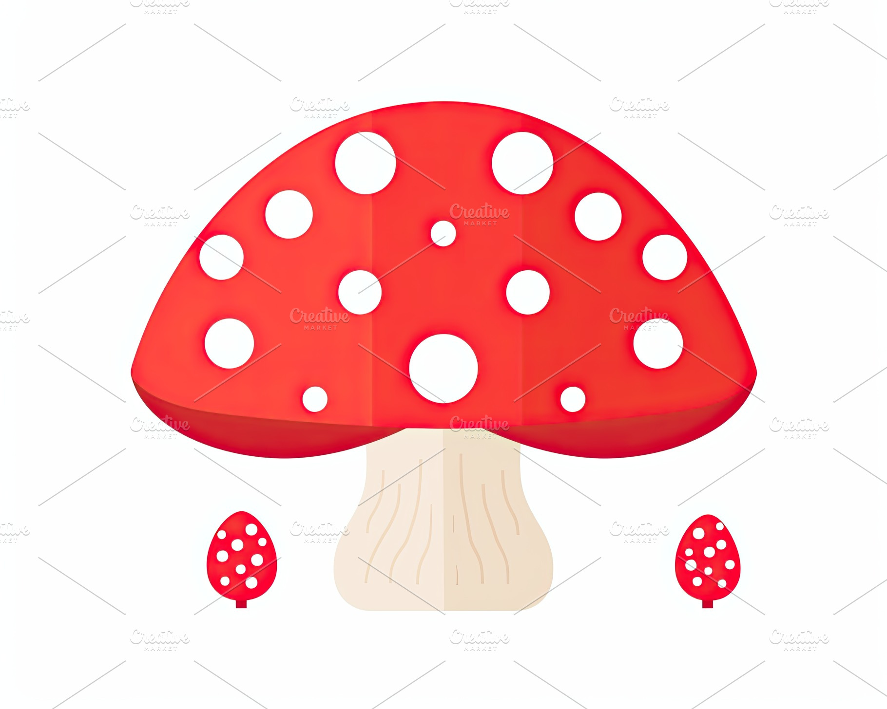 Whimsical Illustrated Scene of Vibrant Red Fly Agaric Mushrooms, a Nature Photo by José Manuel Gelpi