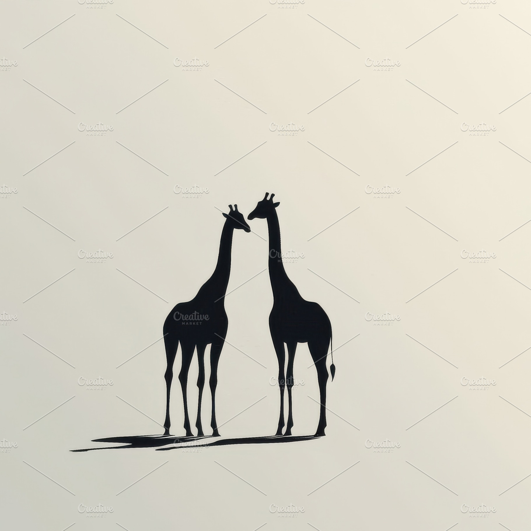 Two Giraffe Silhouettes Facing Each, an Animal Photo by Pixeness Studio