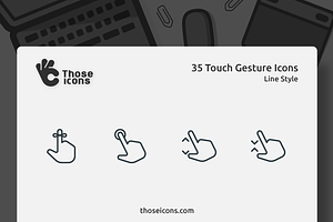 35 Touch Gestures Line Icon