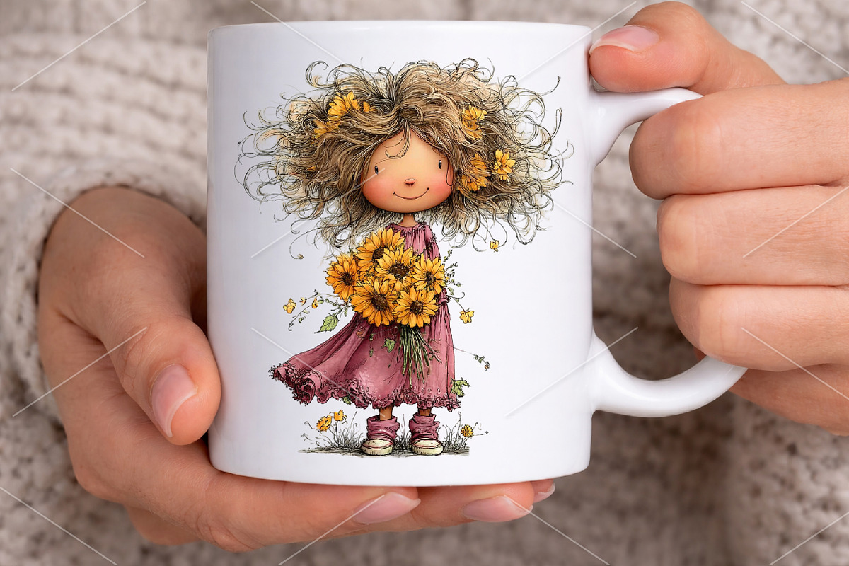 Whimsical Spring Girl Clipart Bundle, a Seasonal Illustration by Canvas Craft (Photo 7 of 7)