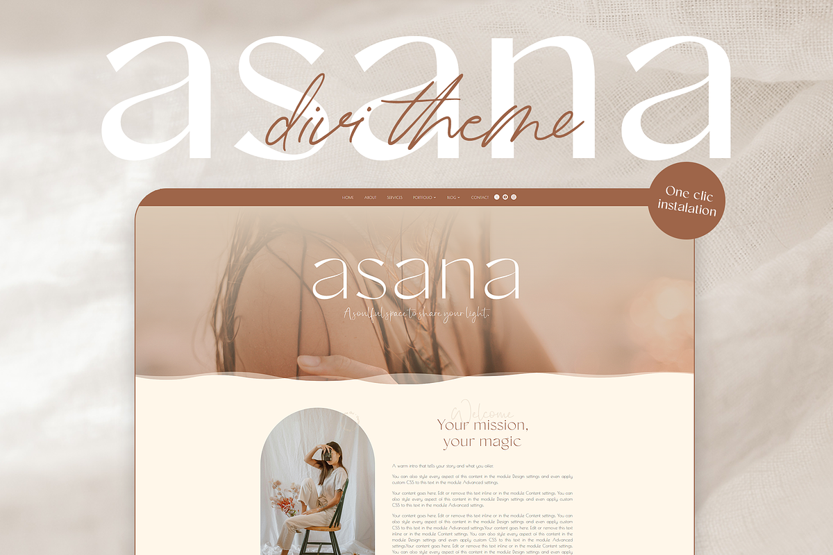 Asana Divi Child Theme, a WordPress Template by Studio Marmotte (Photo 1 of 10)