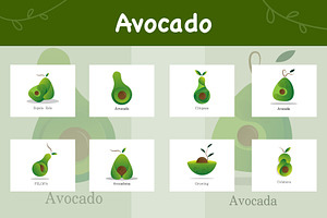 Avocado logo bundle set, a Food Illustration by foxndeer
