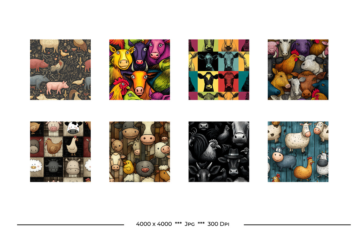 On The Farm Retro Art Style Patterns, a Pattern Graphic by karenfoleyphoto (Photo 2 of 18)