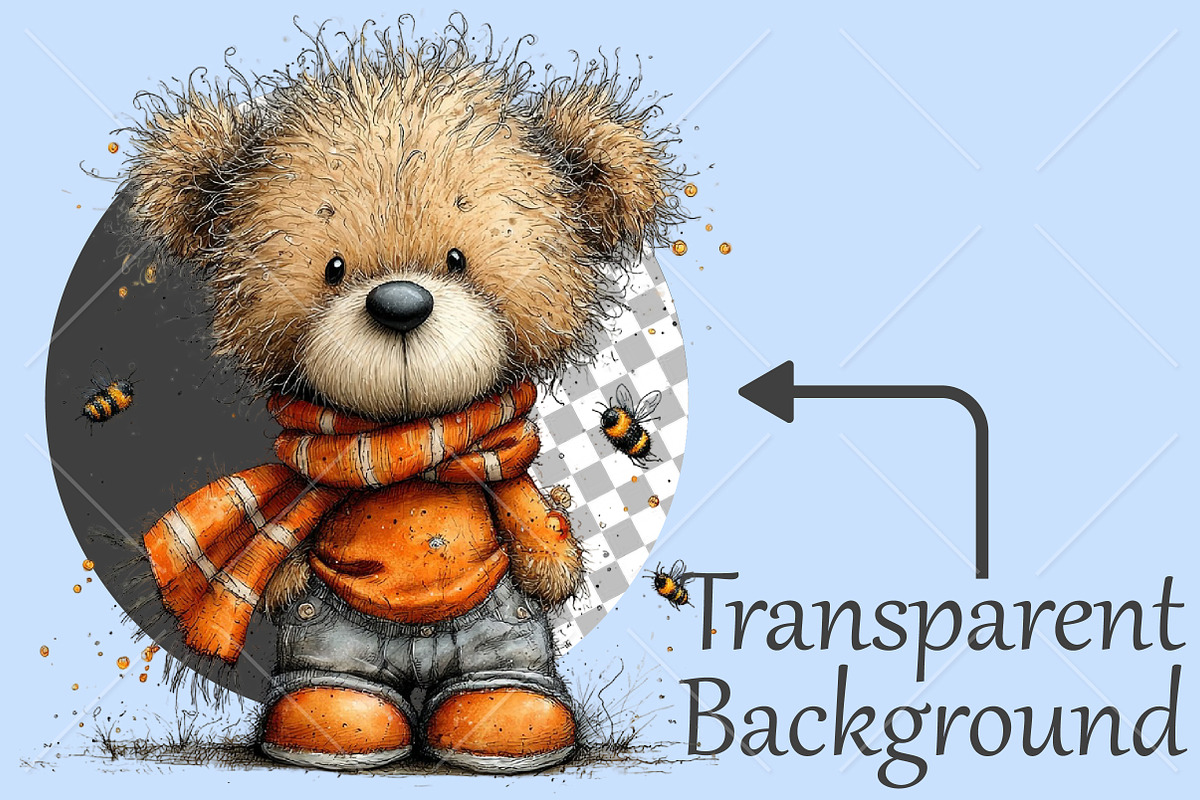 Whimsical Honey Bear Clipart Bundle, a Seasonal Illustration by Canvas Craft (Photo 2 of 10)