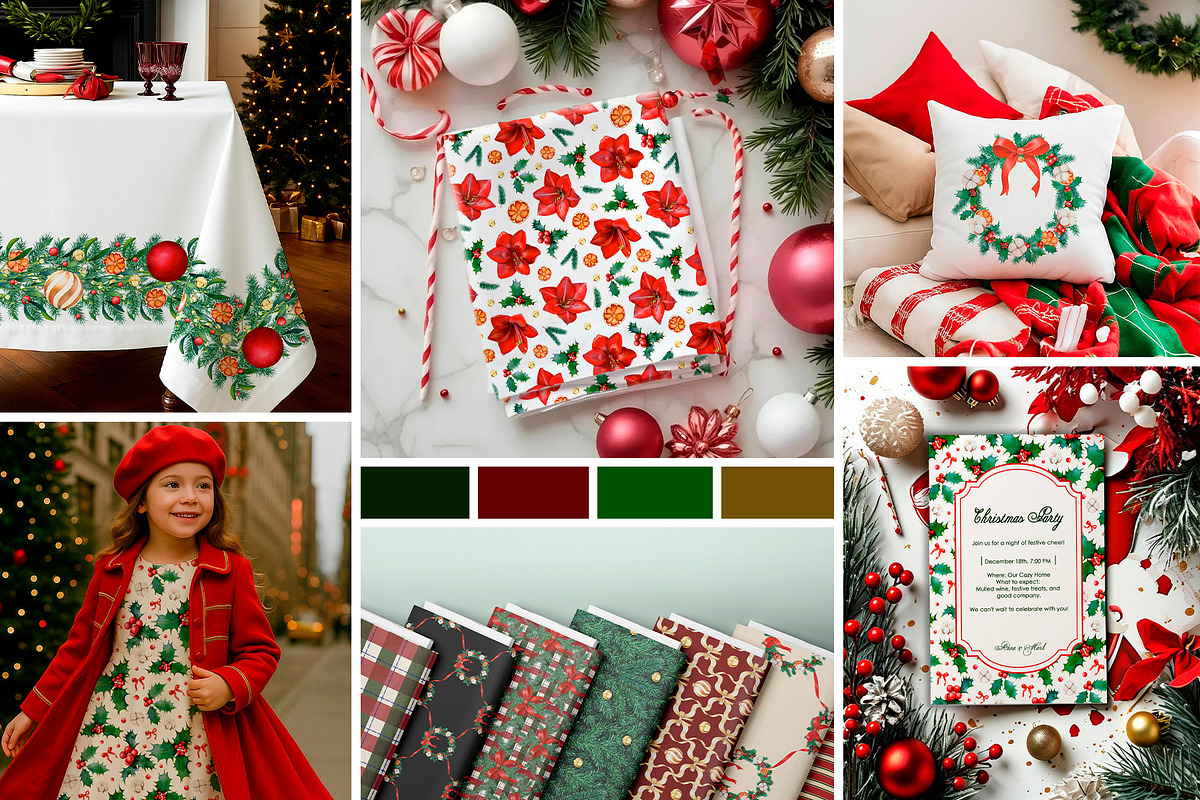 Whimsical Christmas Botanicals, a Seasonal Illustration by SunnJaneArt (Photo 7 of 13)