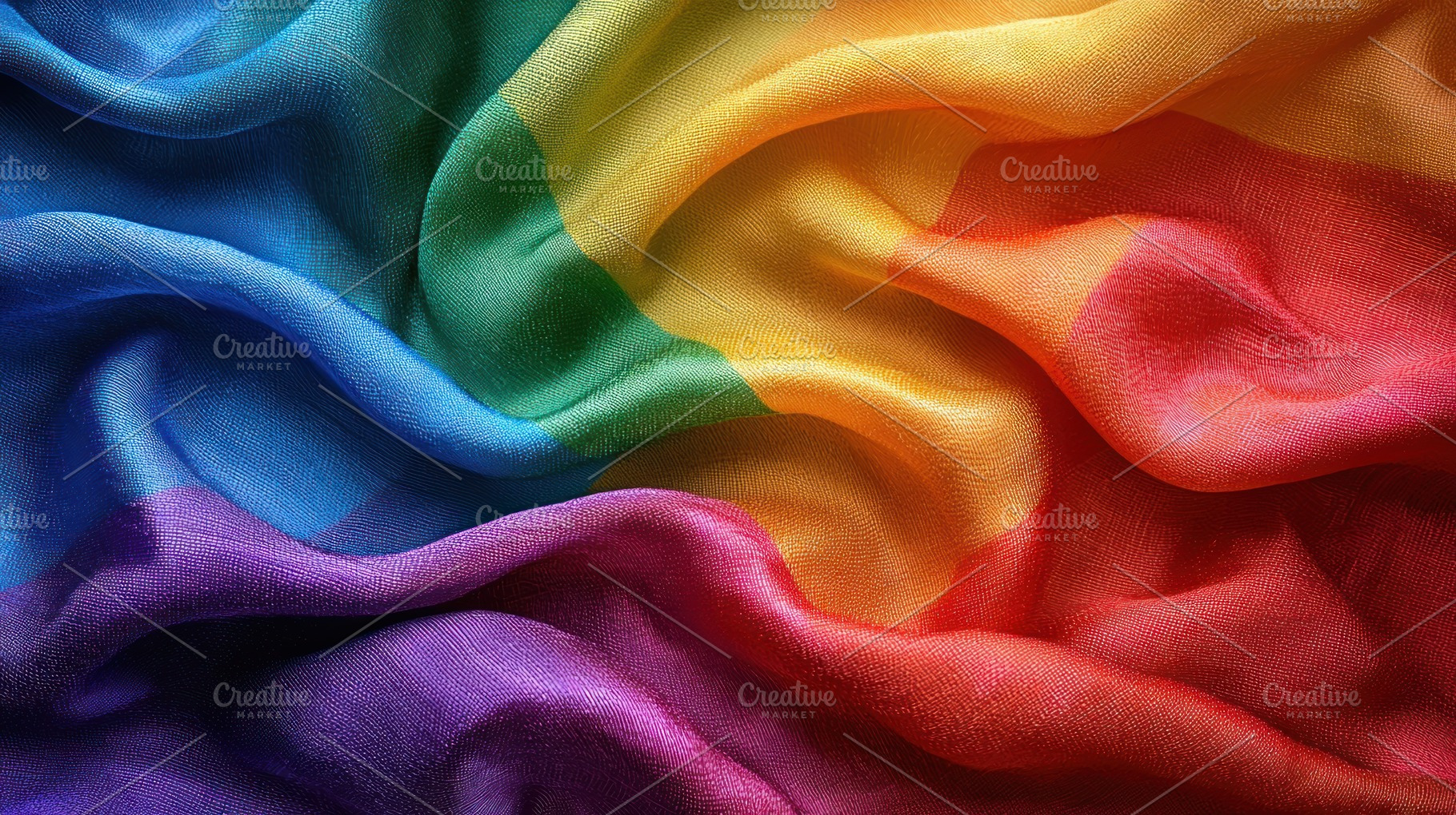 Flowing rainbow fabric with vivid colors and soft textured folds, a Food & Drink Photo by José Manuel Gelpi