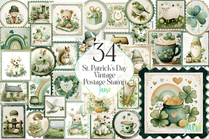 St. Patrick’s Day Vintage Postage, a Decorative Illustration by Design Station
