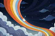 Celestial Rainbow Night, a Decorative Illustration by StockVerse Creative (Thumbnail 2 of 4)