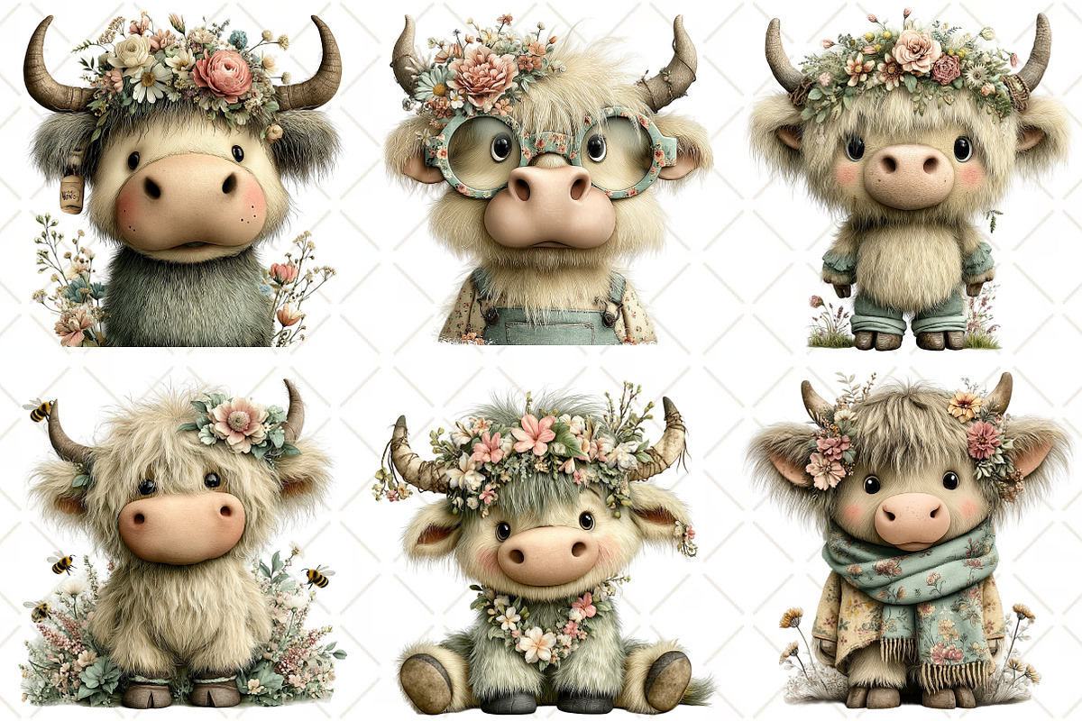 Whimsical Summer Highland Cow, an Illustration by Black Bird Studio (Photo 5 of 6)