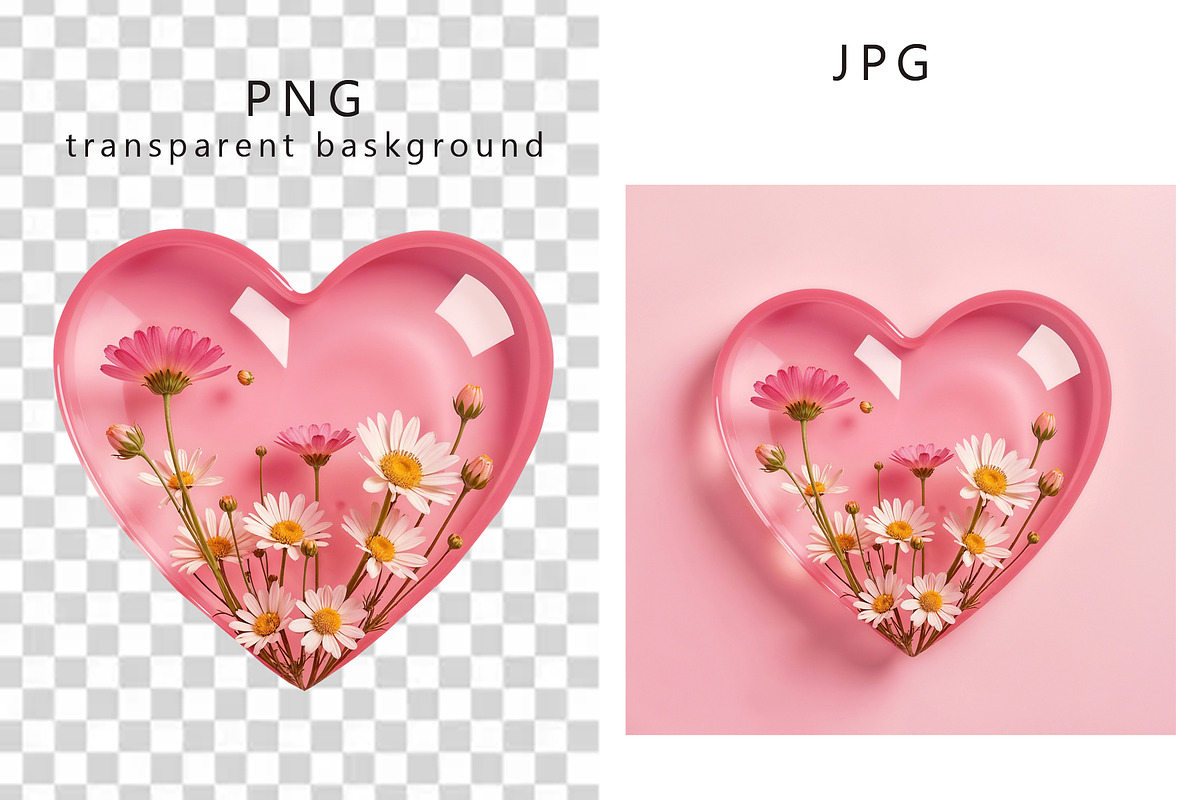 Glass Heart Flowers Clip Art, a Decorative Illustration by TetianaArt (Photo 10 of 10)