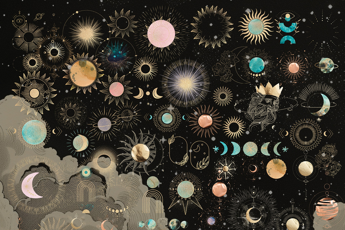 Vintage celestial in engraving style, a Decorative Illustration by Chikovnaya (Photo 14 of 16)