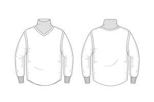 Roll-Neck Fashion Flat Template