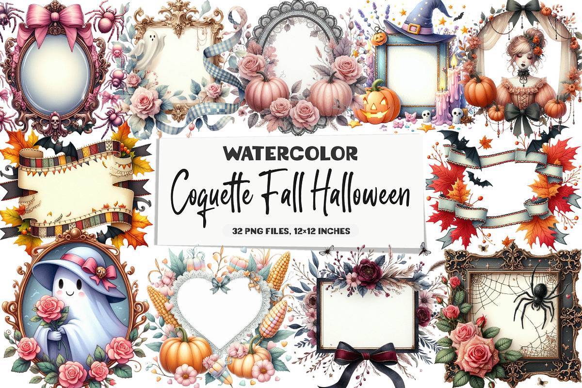 Coquette Fall Autumn Halloween Frame, an Illustration by DreamArtGraphic (Photo 1 of 4)