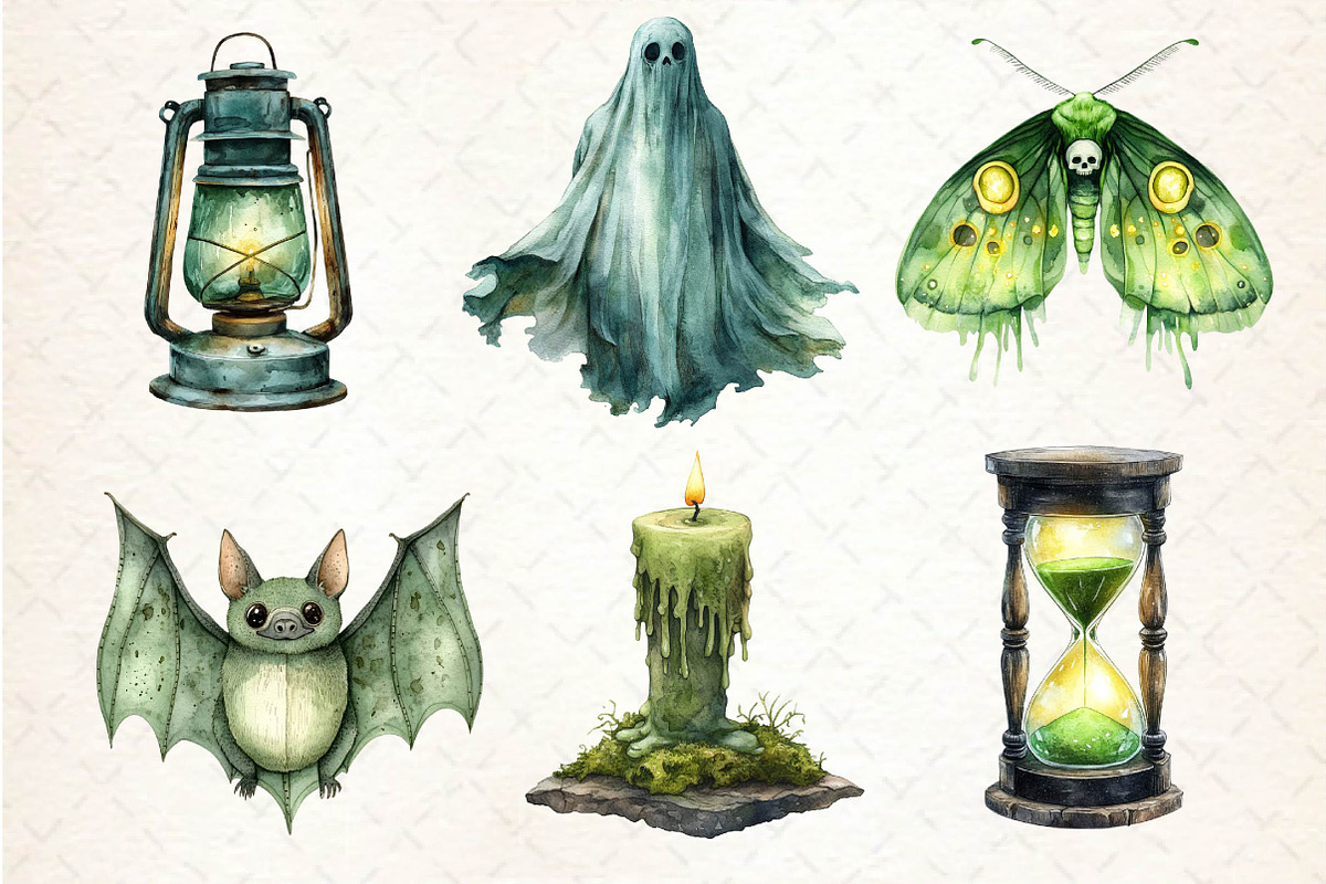 Antique Green Halloween Clipart, an Illustration by Dream Creation (Photo 7 of 7)