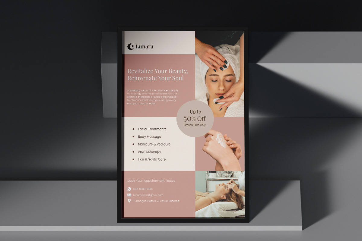 Lunara Beauty Clinic Flyer, a Graphic by Studio Delapan (Photo 4 of 4)